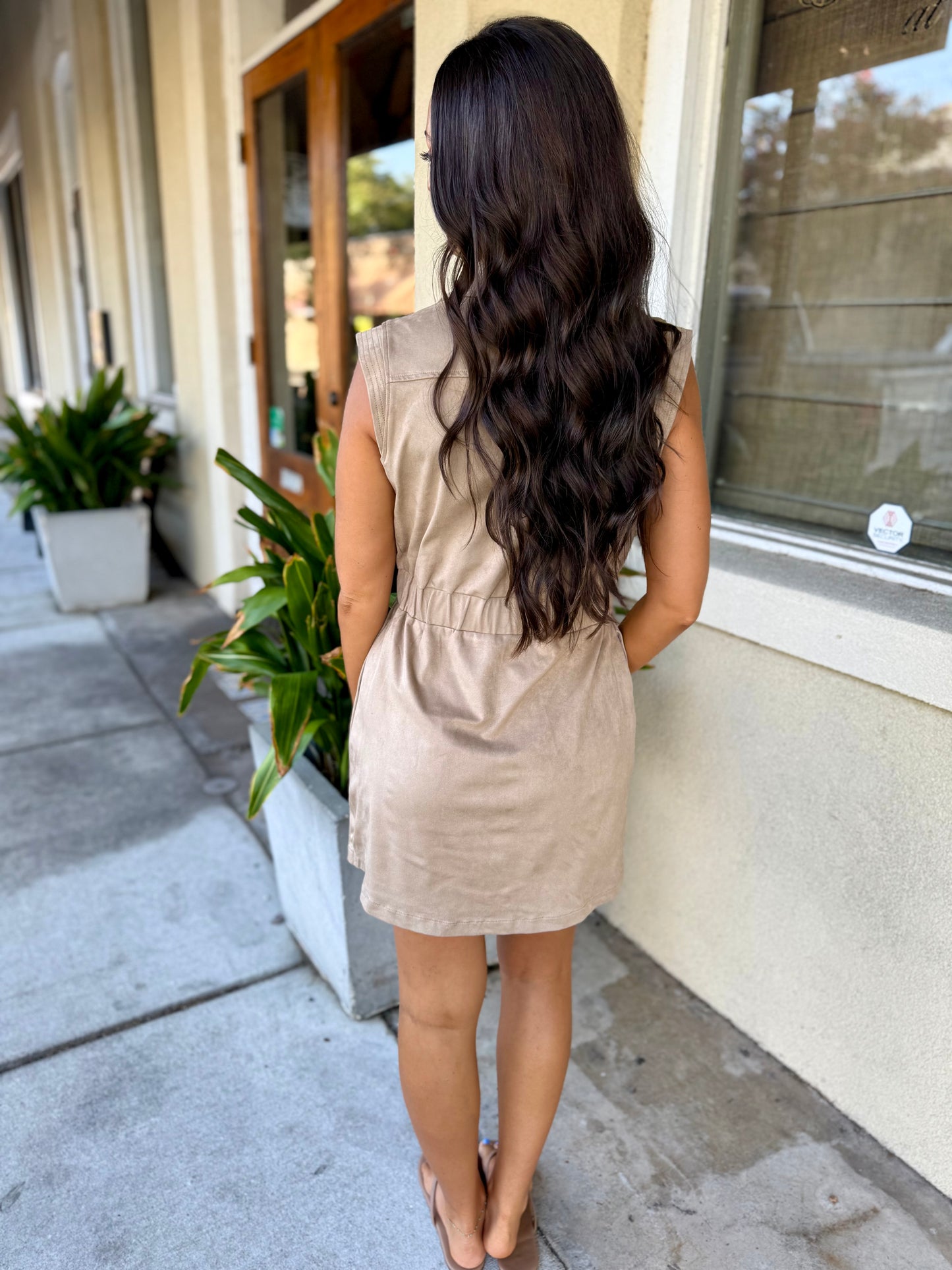 Ellie Suede Mini Dress- Sand