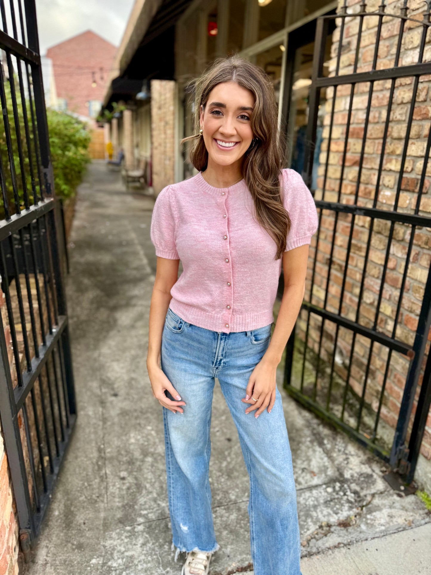 Peter Cardigan Top- Lt Pink