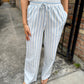 Vertical Striped Drawstring Pants- Blue