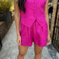 Roy Linen Halter Vest- Fuchsia