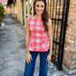 Parker Plaid Top- Camel Pink