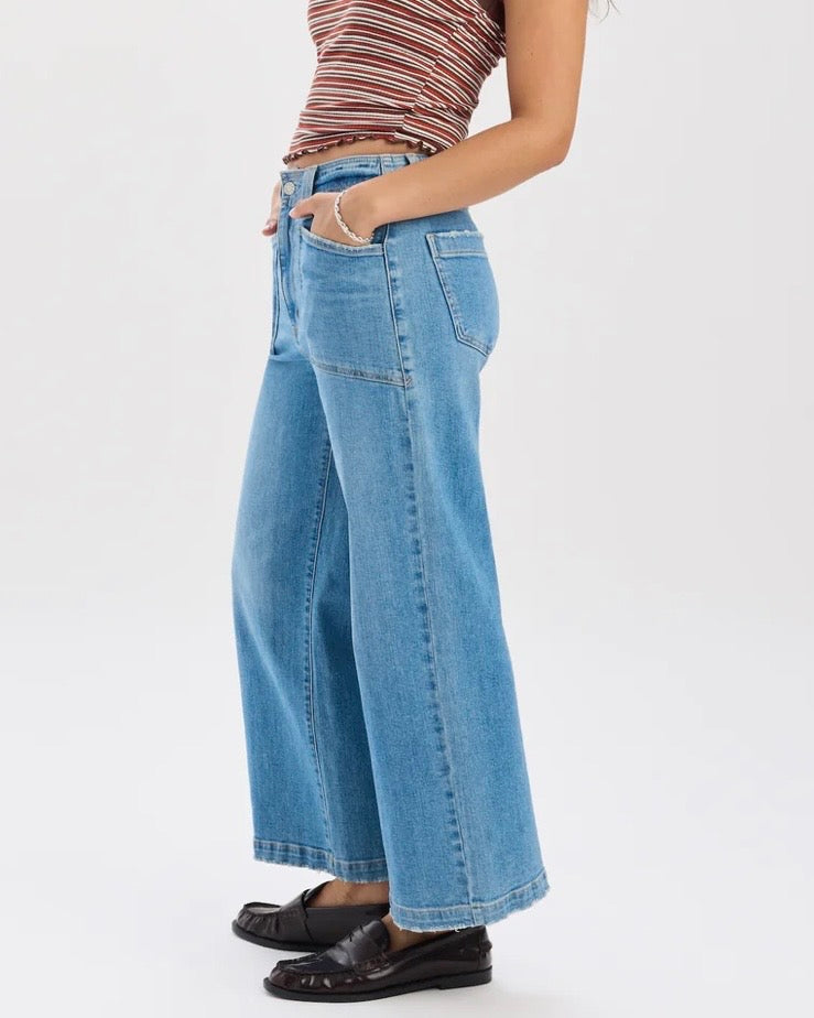 Valley Girl HR Patch Pocket Ankle Denim- Fave