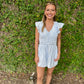 Starlet Gingham Romper- Sky Blue