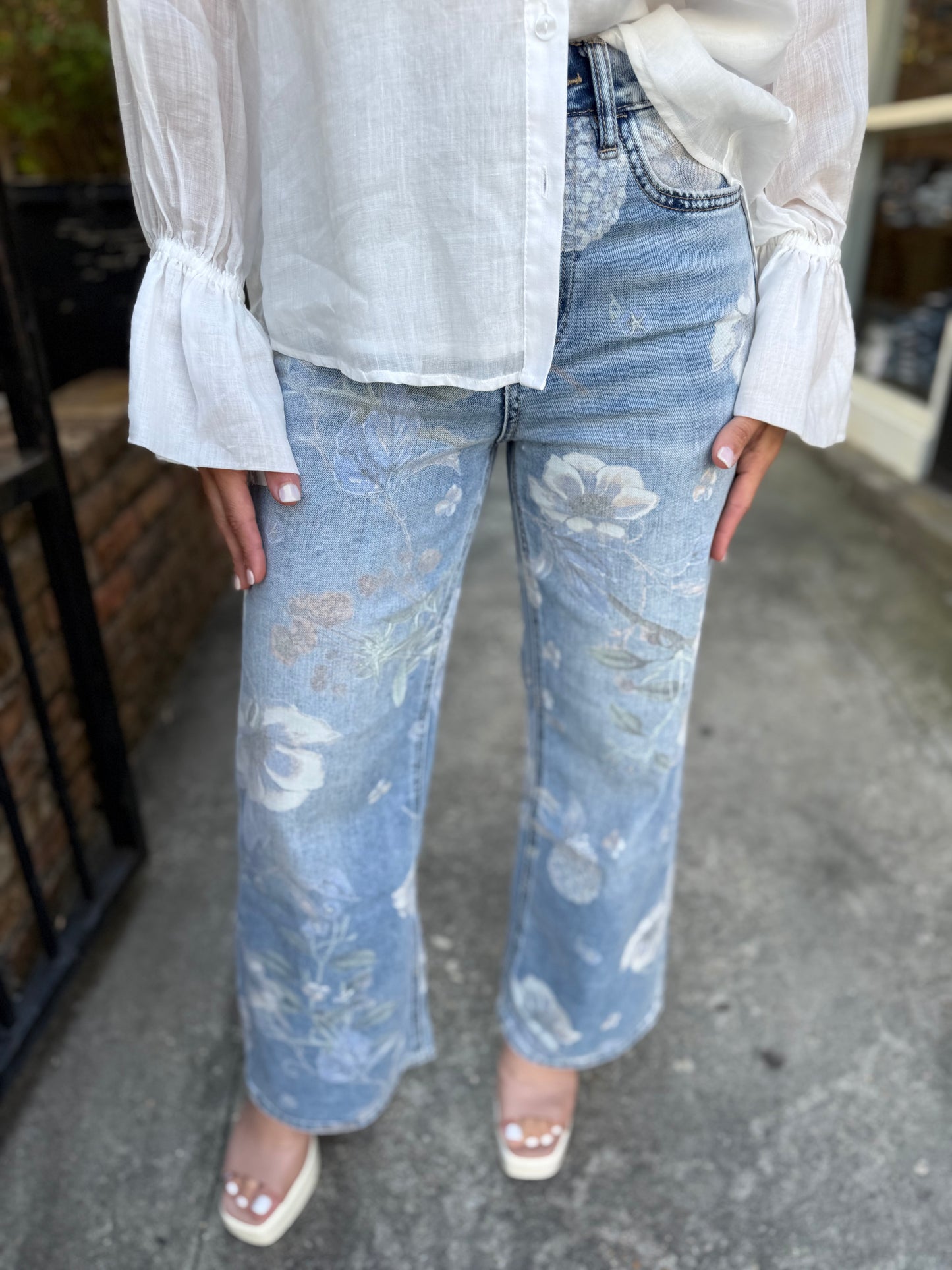 Cheryl (Floral) HR Vintage Flare Jeans