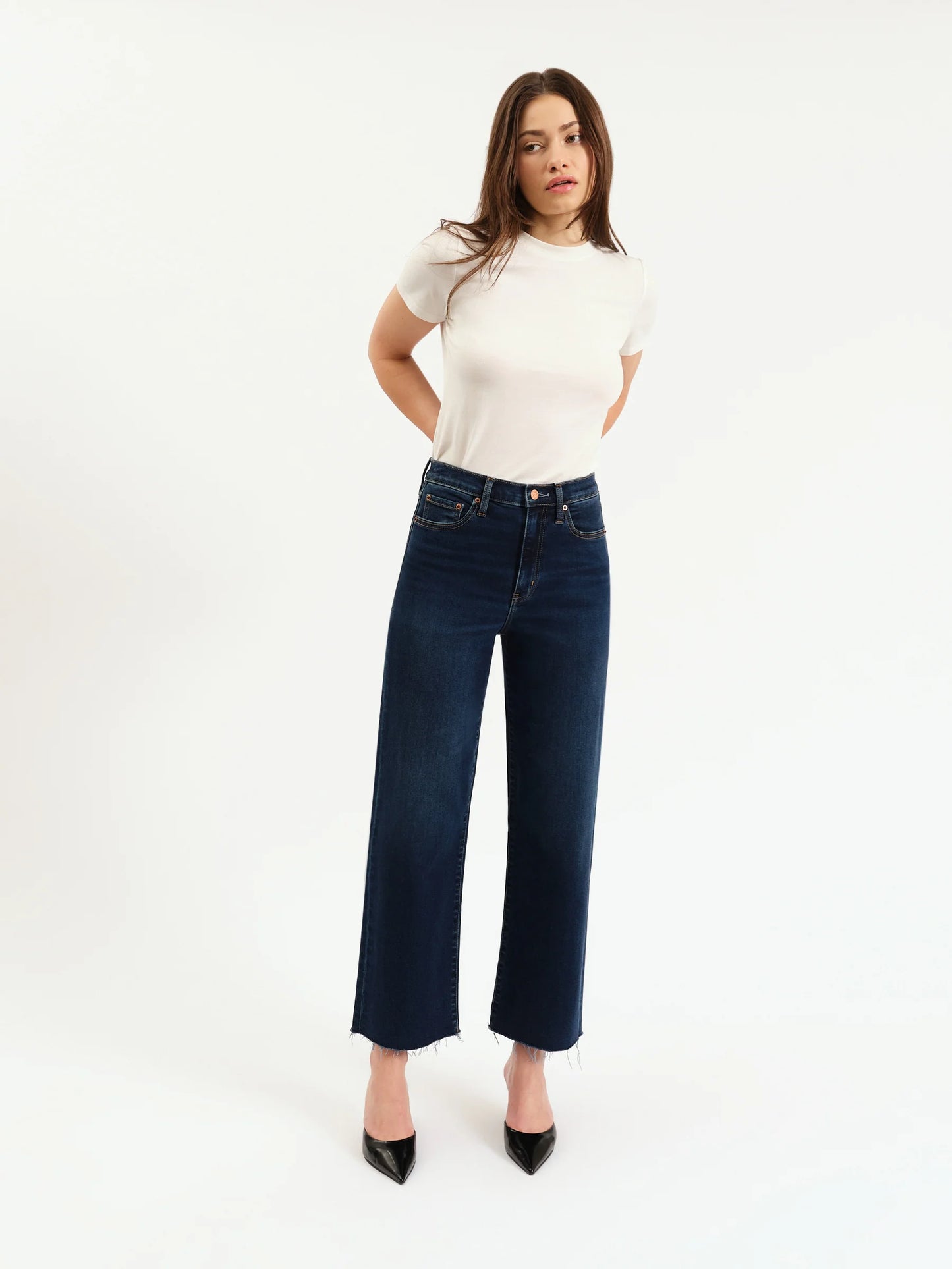 Pleaser High Rise Wide Ankle Denim- Magic Hour