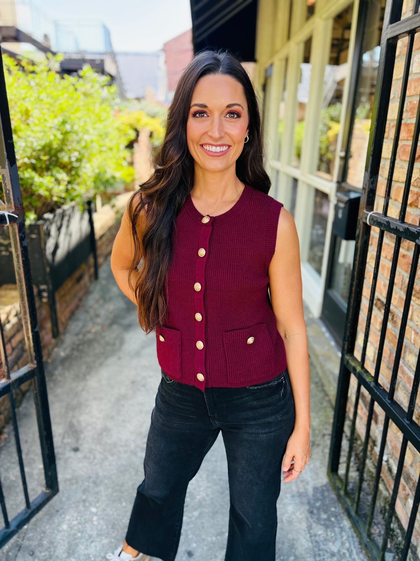 Aliya Sweater Top- Wine