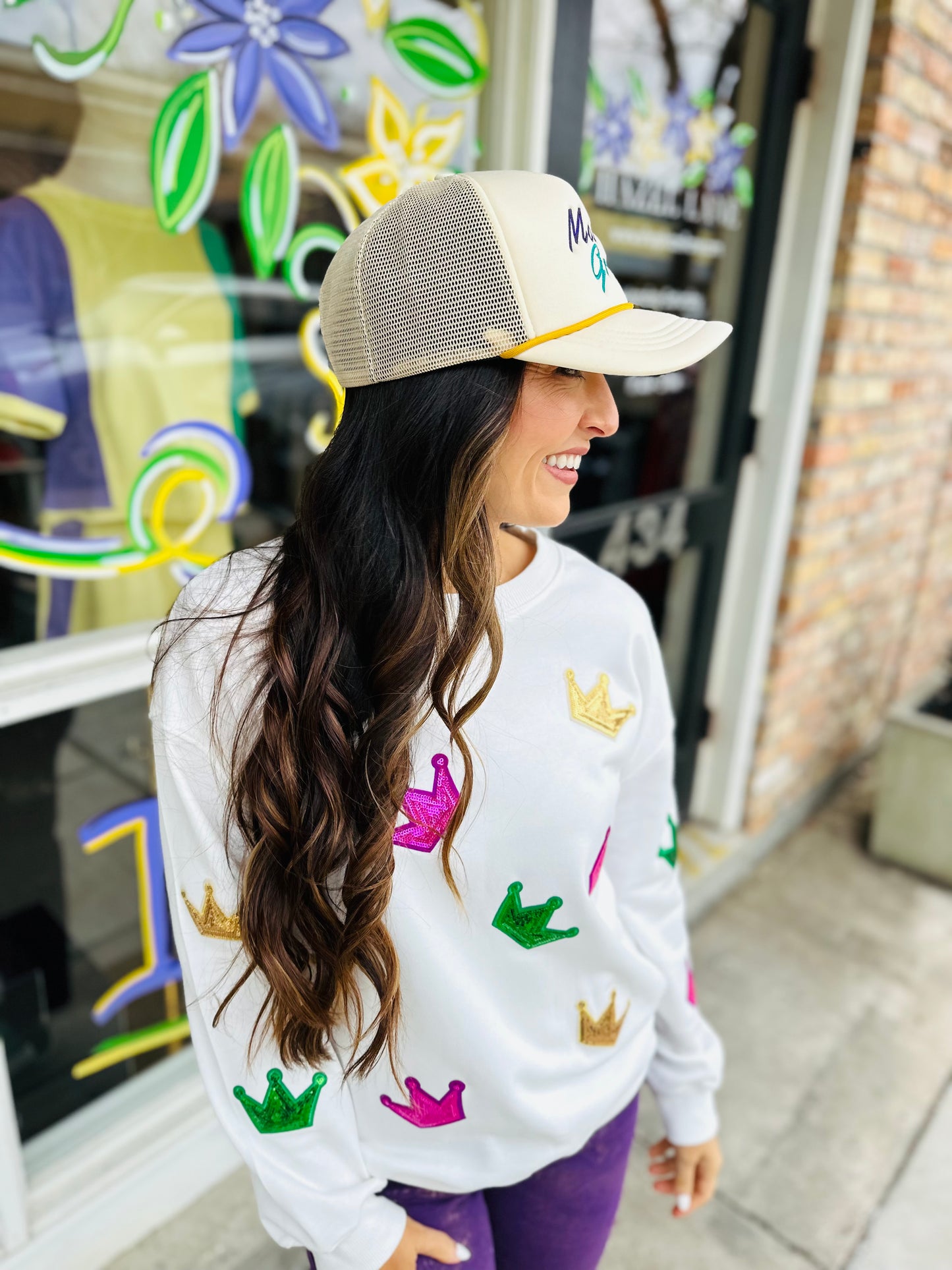 Mardi Gras Unisex Trucker Hat- Ivory