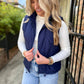 Dufour Quilted Zipper Front Vest- Navy