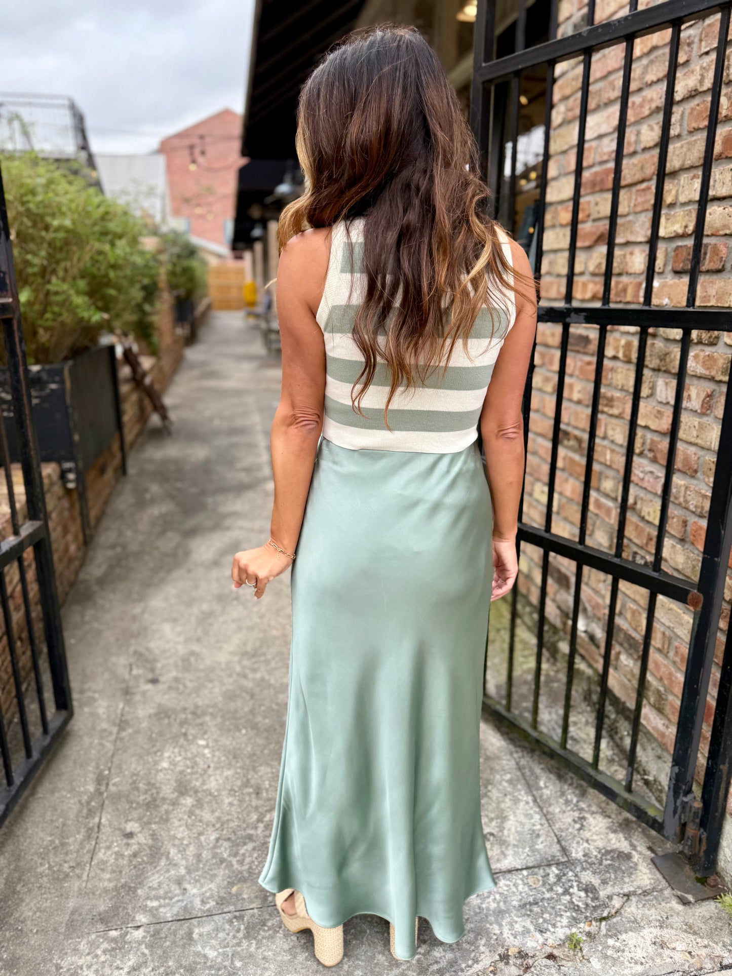 Sophie Striped Tank- Sage Green