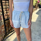 Starlet Gingham Shorts- Sky Blue