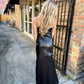 Fete Vegan Leather Maxi Dress- Black