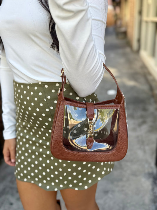 Paige Clear Bag- Saddle