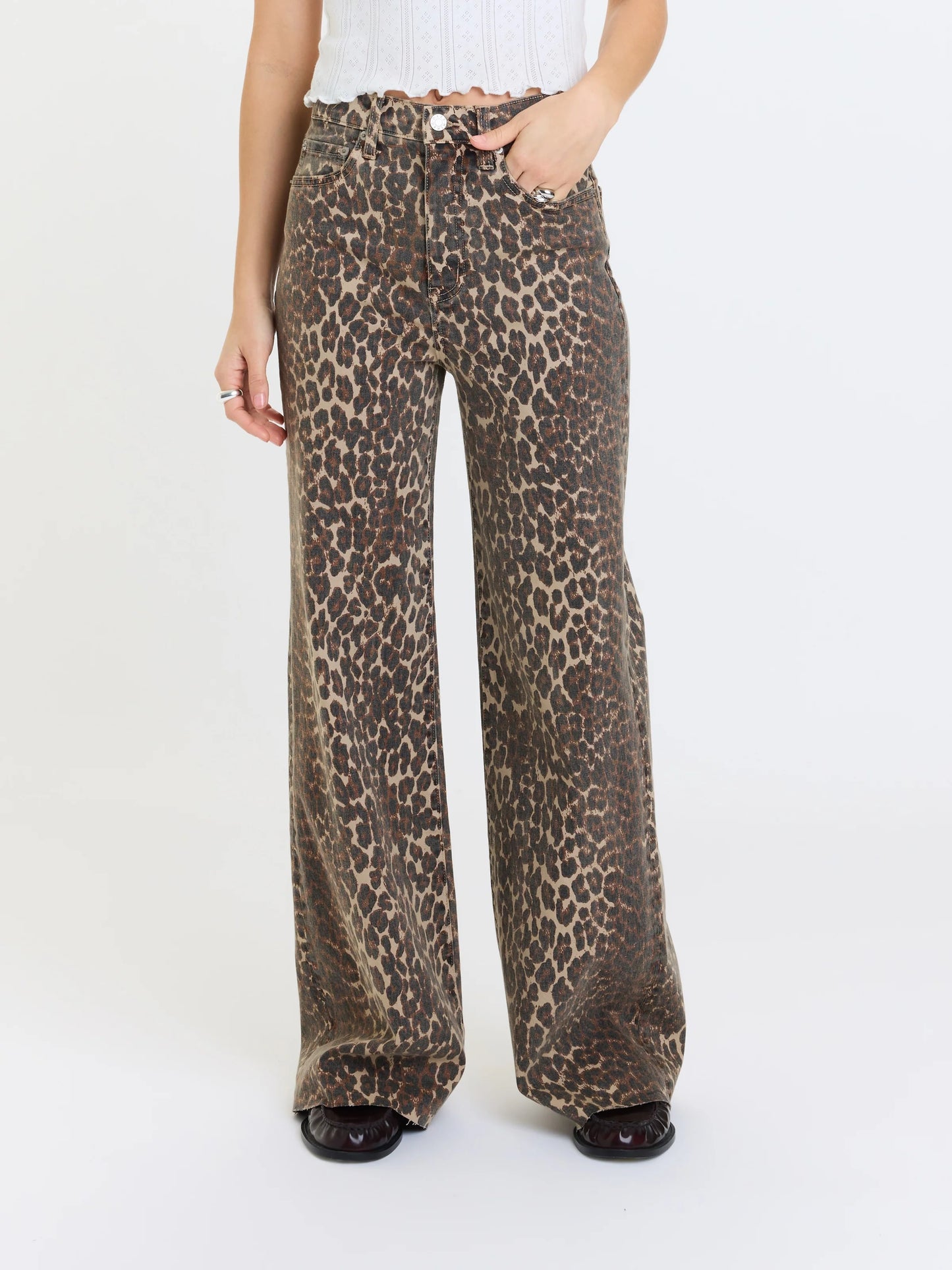 Far Out High Rise Wide Leg- Cool Cat