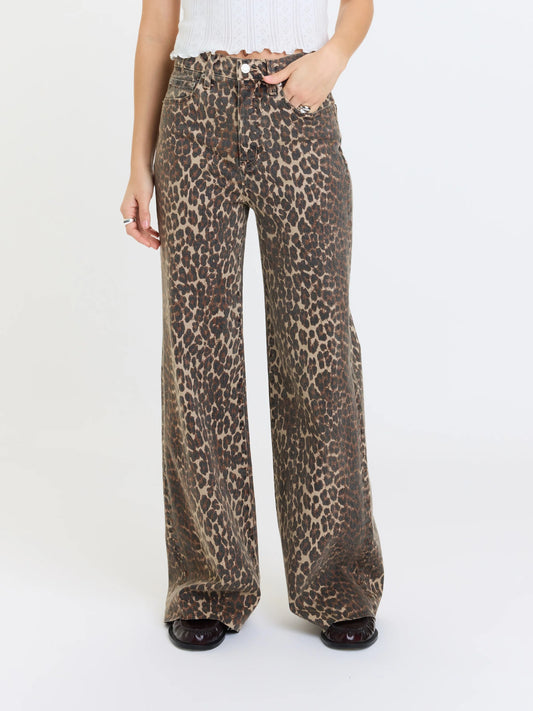 Far Out High Rise Wide Leg- Cool Cat