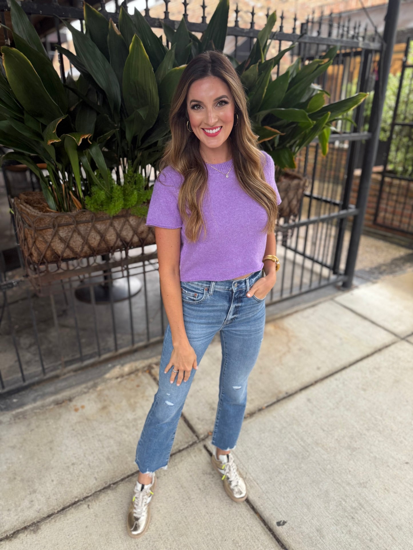 Jessie Crop Sweater- Purple