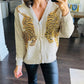 Sequin Tiger Cardigan- Oatmeal