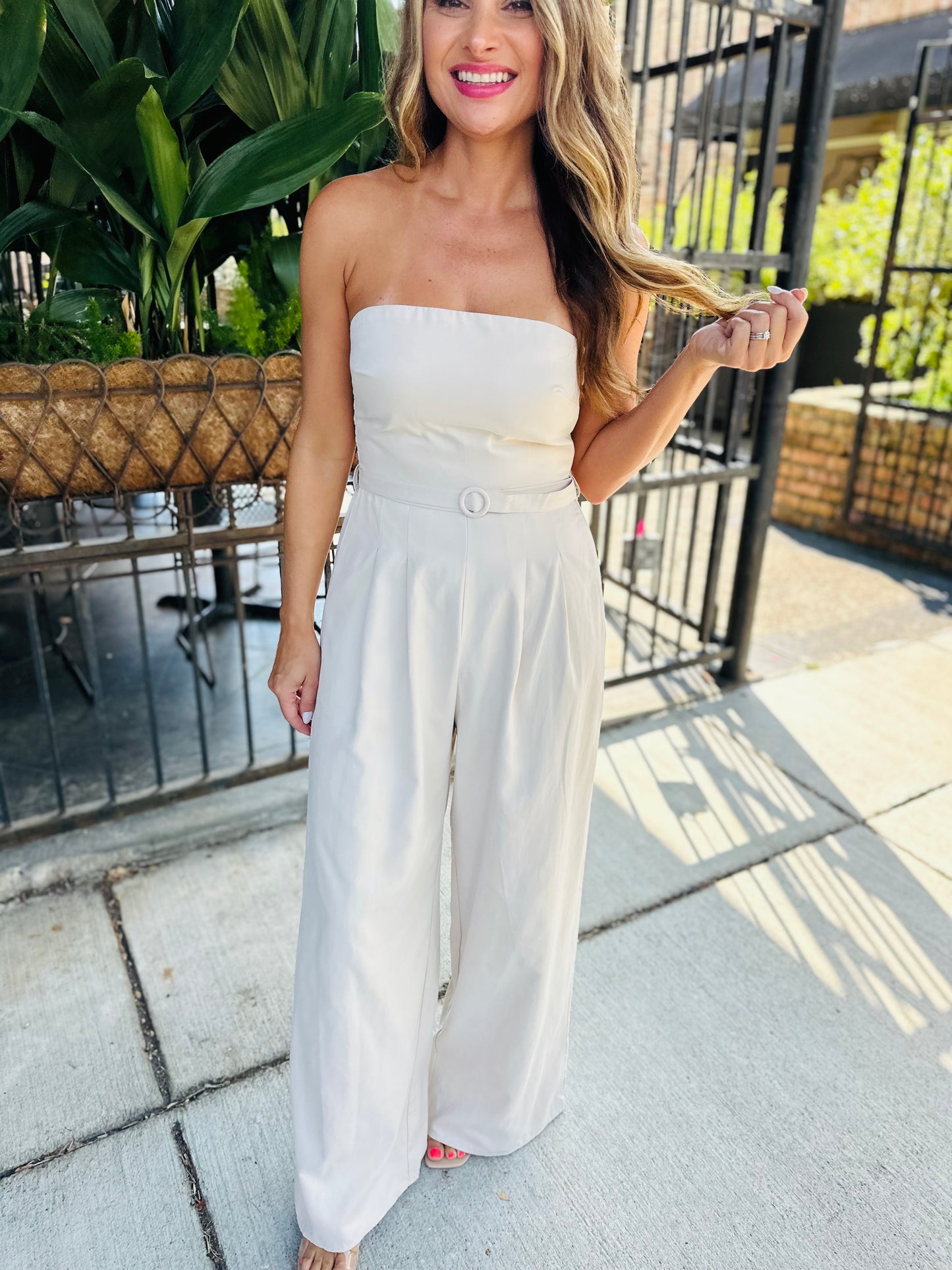 Past Midnight Tube Jumpsuit- Cream