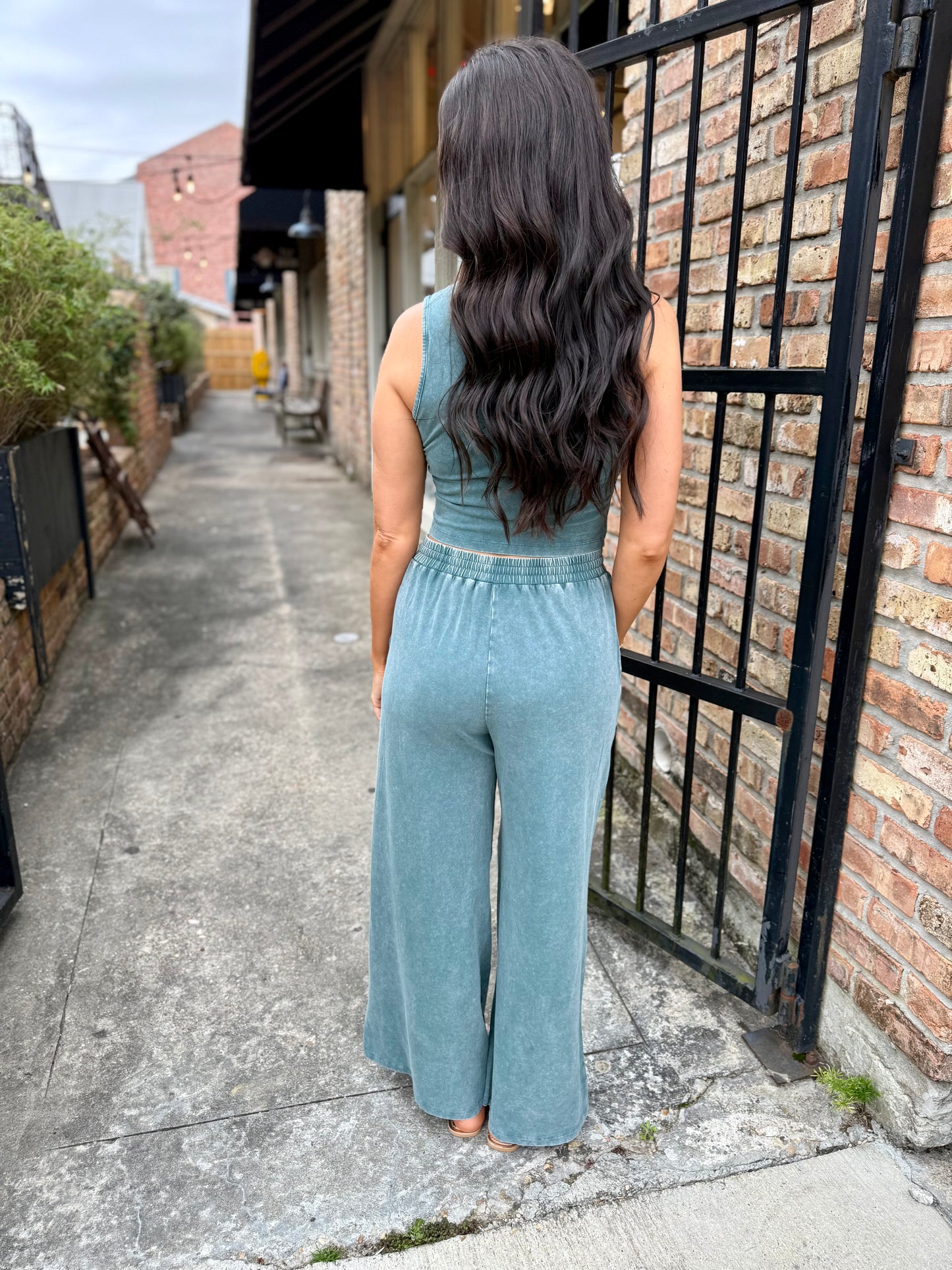 FP Mineral Washed 2 PC Pants Set- Dark Teal