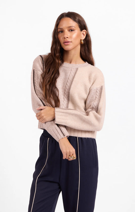 Geneva Sweater- Taupe/Cream