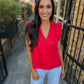 Heidi Linen Top- Red