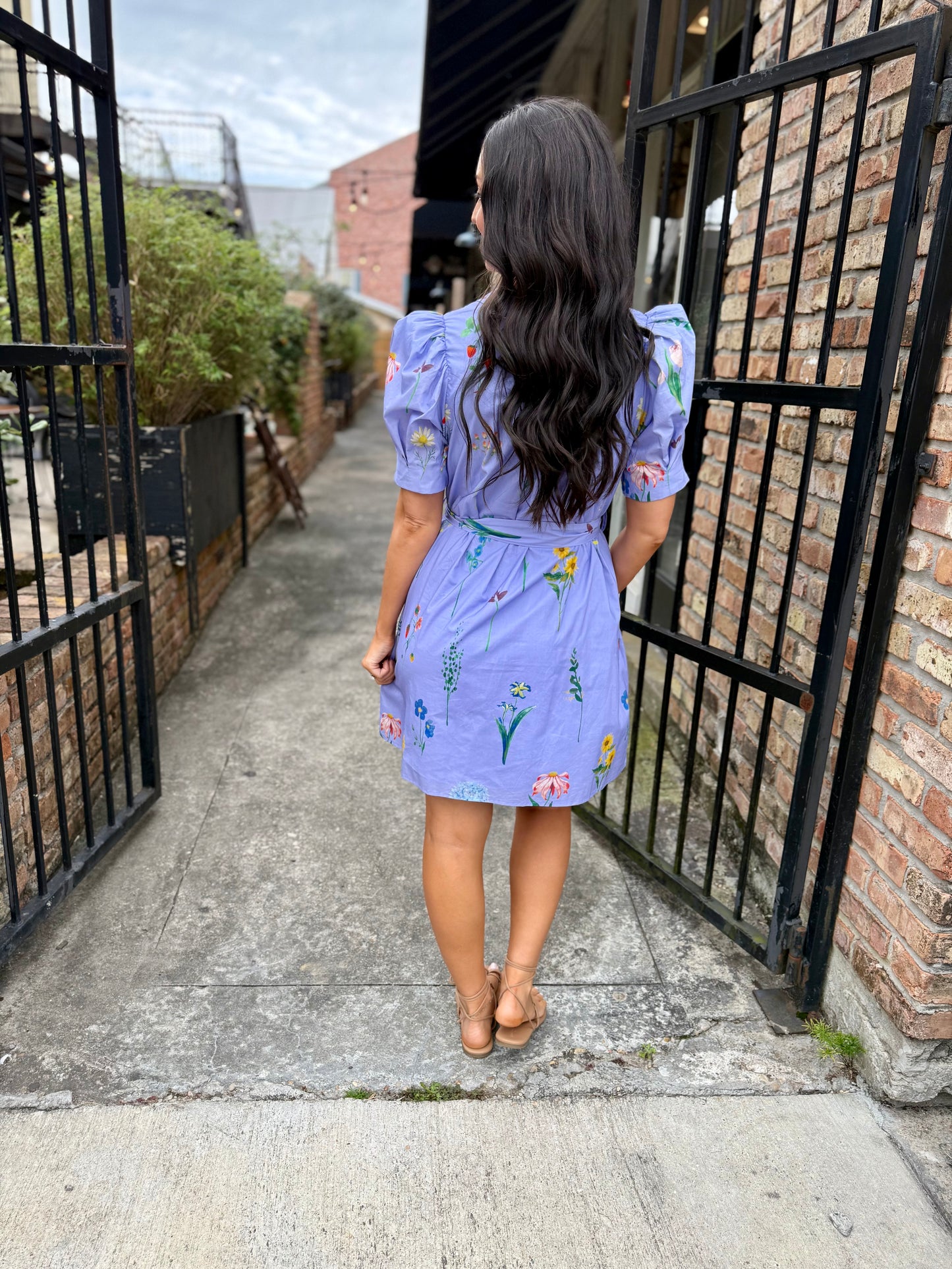 Garden Party Floral Dress- Periwinkle