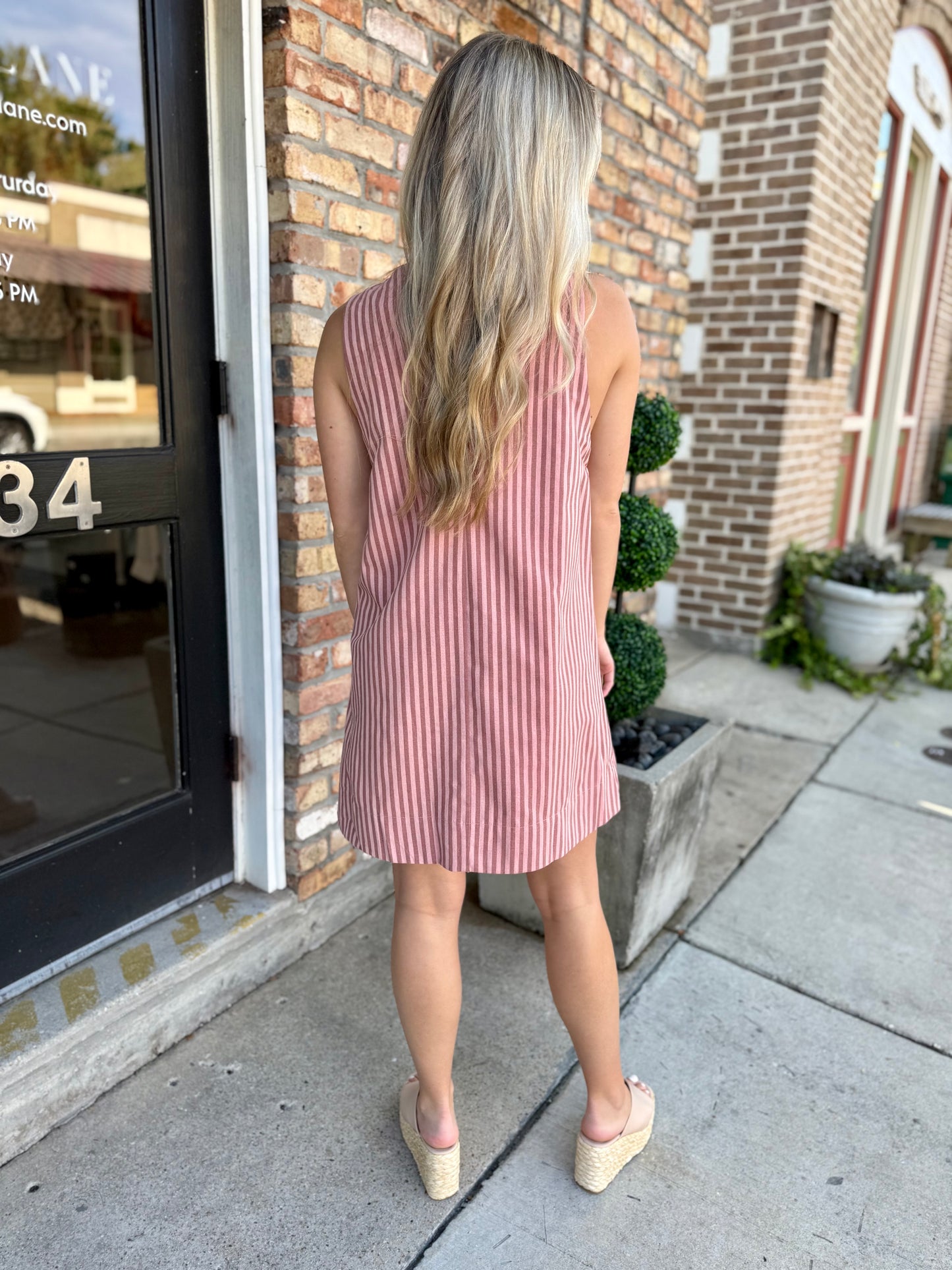 Lisa Stripe Shift Dress- Peach Stripe