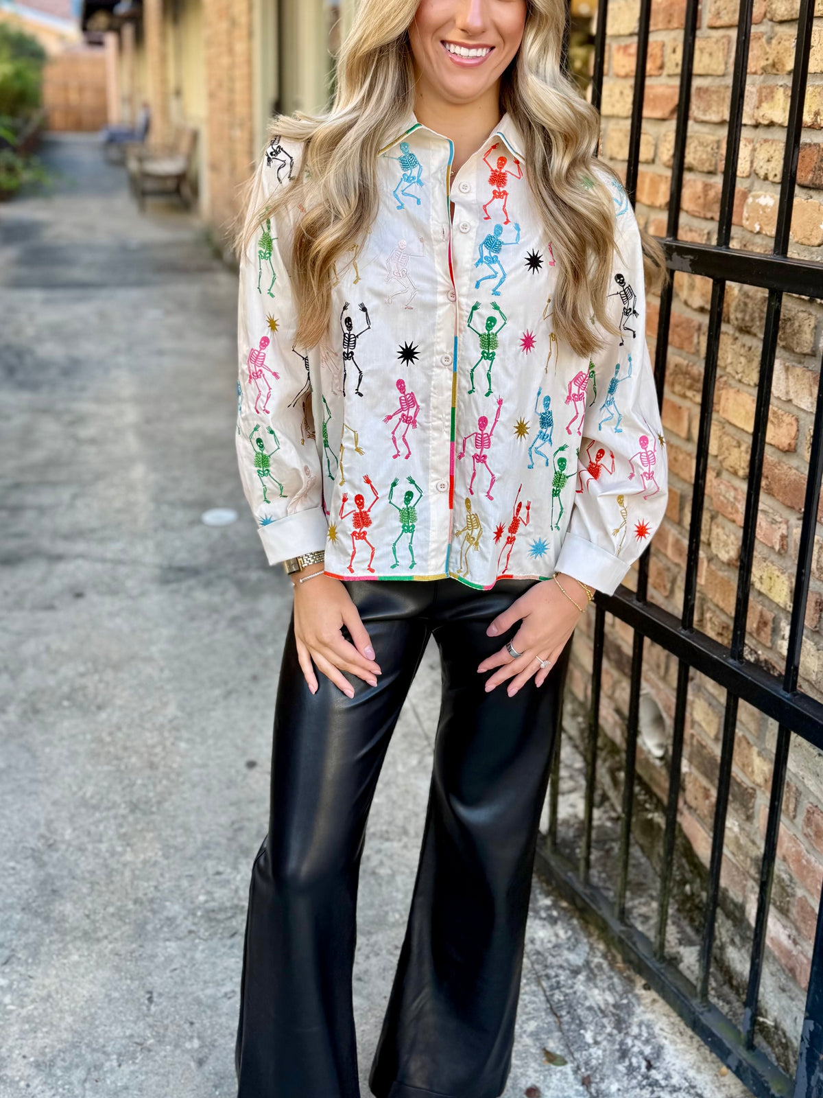 Queen Skeleton Button Up Top
