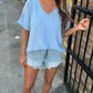 Flowy V Blouse- Baby Blue