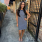 Piper Stripe Sleeveless Pocket Dress- Navy
