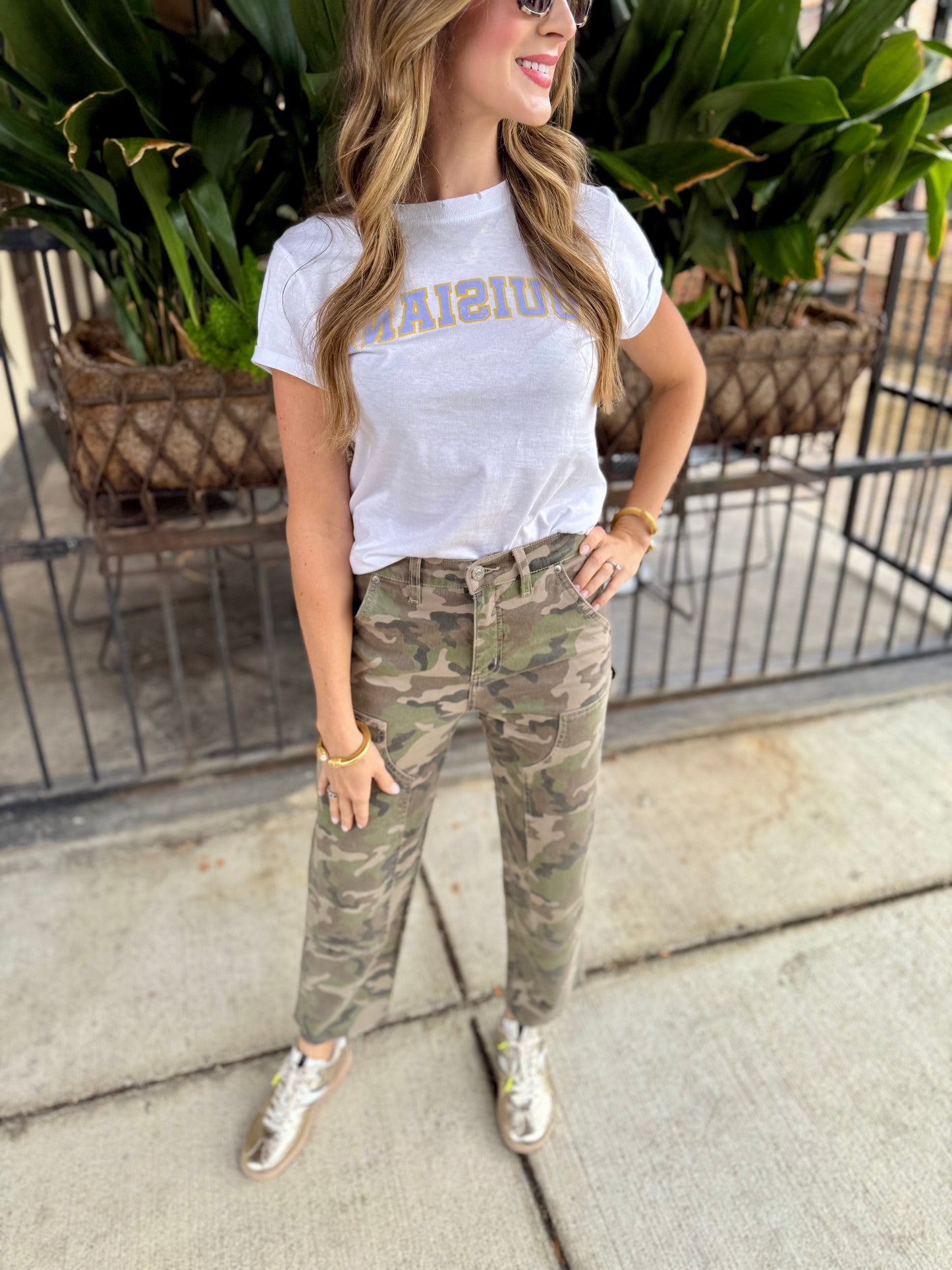 Louisiana Backwards Graphic Tee- White