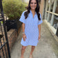Day Striped Shirt Dress- Lt. Blue