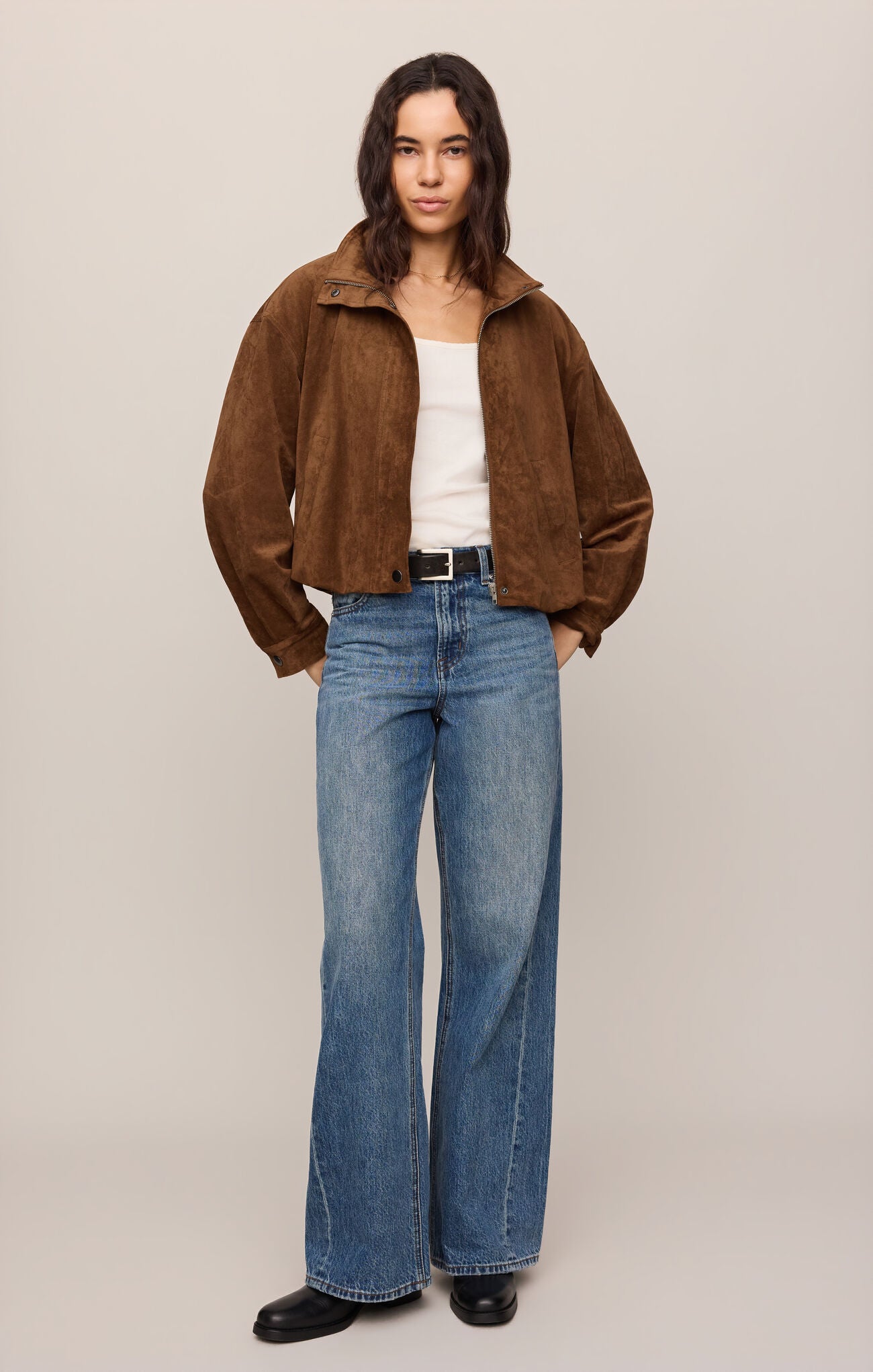 Z Supply Corin Bubble Hem Jacket- Saddle