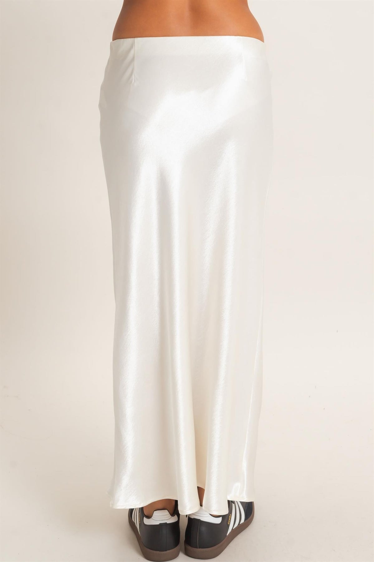 Sage Satin Maxi Skirt- Cream