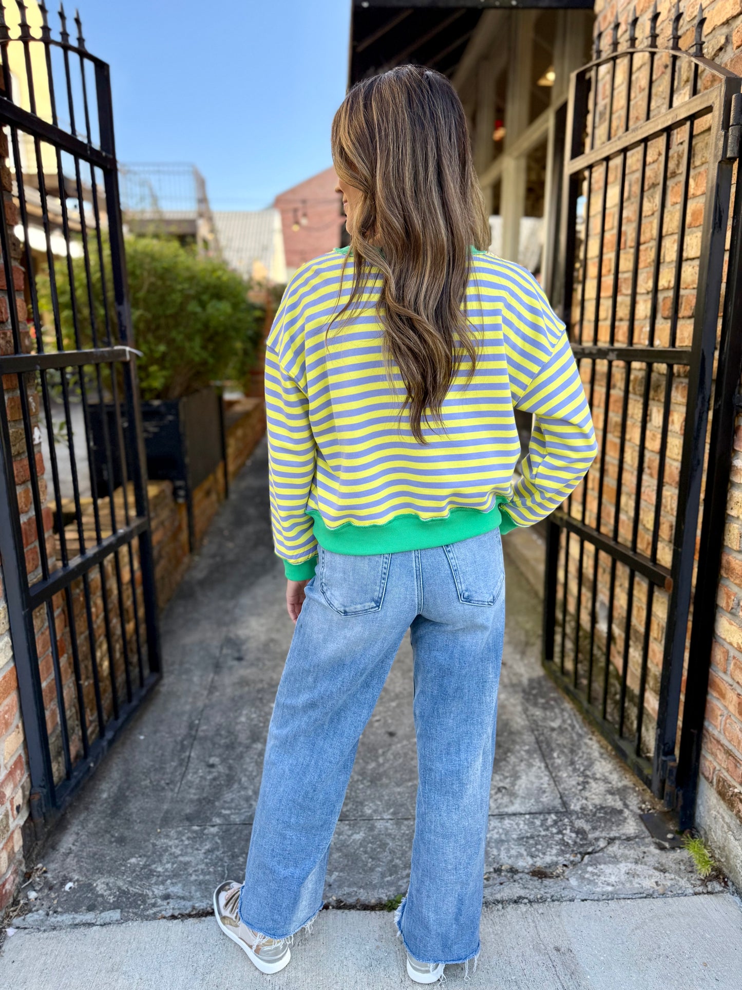 Mardi Metry Stripe Sweatshirt- Pastel