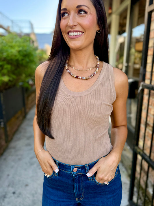 Reece Ribbed Sweater Bodysuit- Mocha