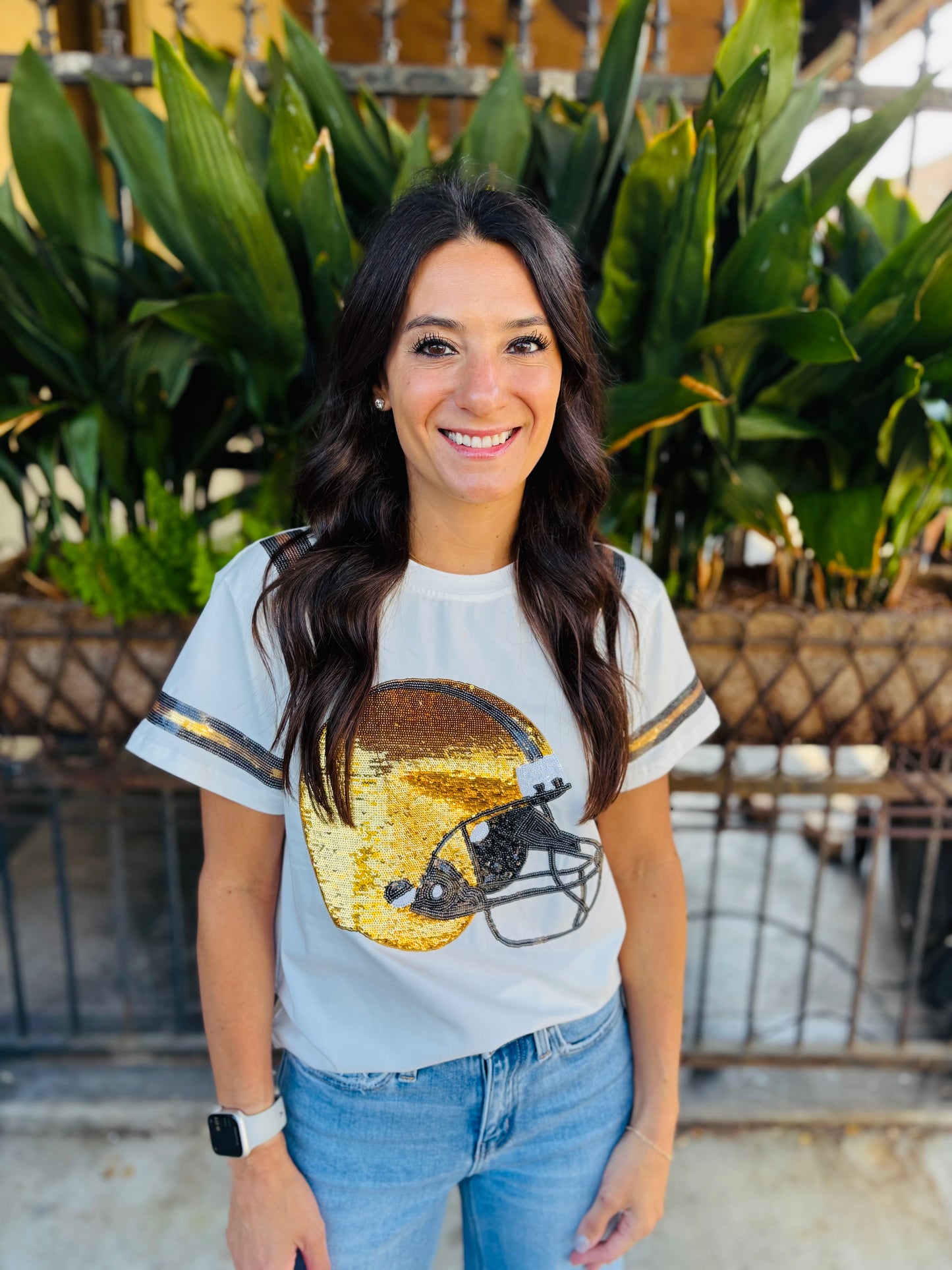 Miss Helmet Tee- Black & Gold