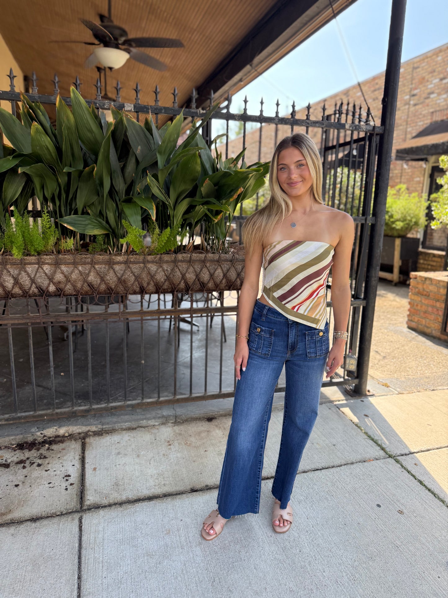 Kenzie Scarf Top- Multi Stripe