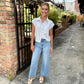 Barry Striped Button Up Top- Blue