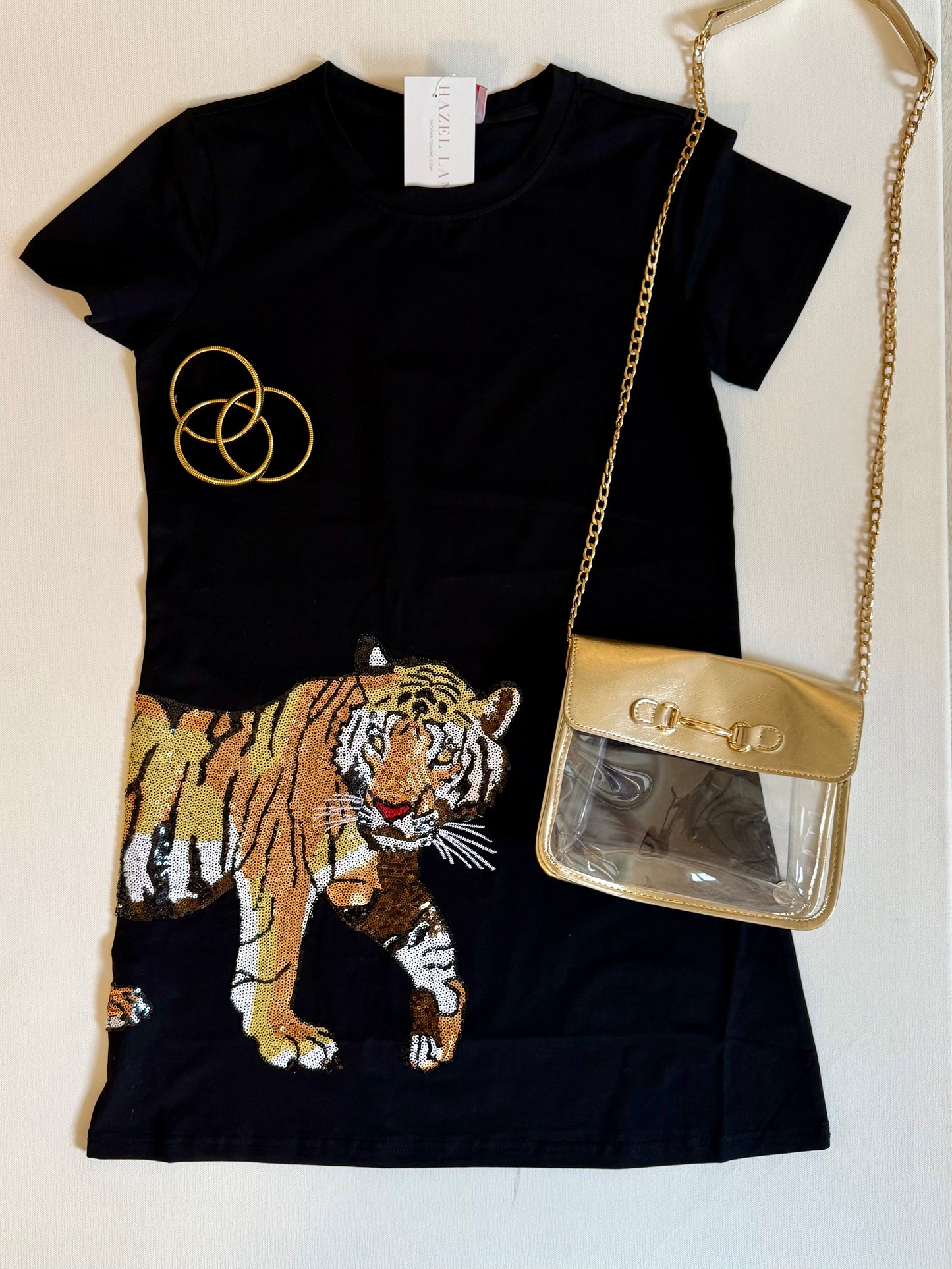 Tiger Wrap Around Dress- Black