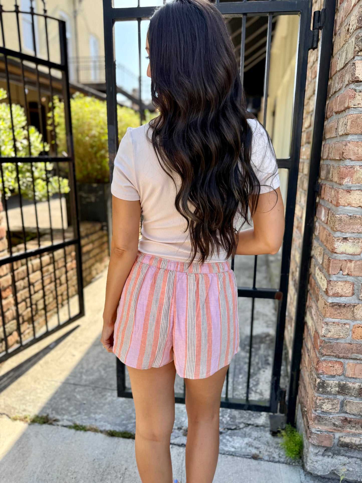 Z Supply Perfect Stripe Short- Tiger Lily