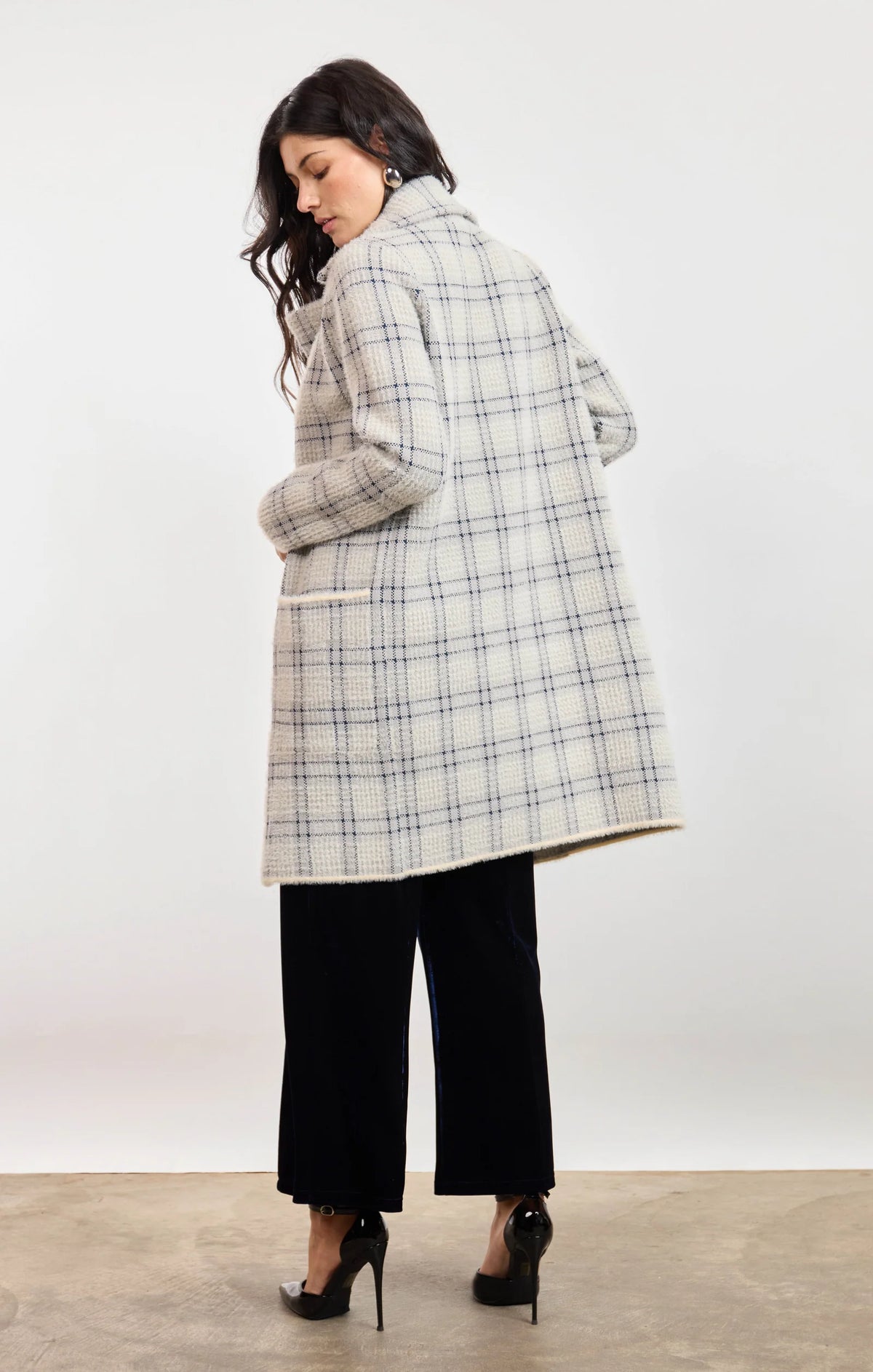 Marlo Plaid Coat- Ivory Multi