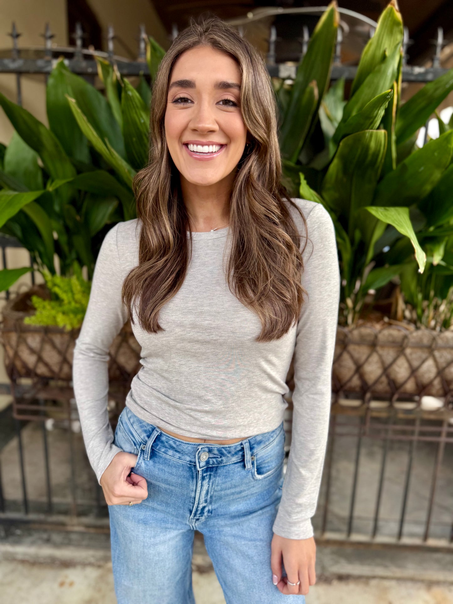 Z Supply Second Skin Crew Long Sleeve- Natural