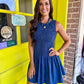 Beck Smocked Mini Dress- Navy