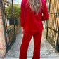 Ashley Velvet Blazer-Red