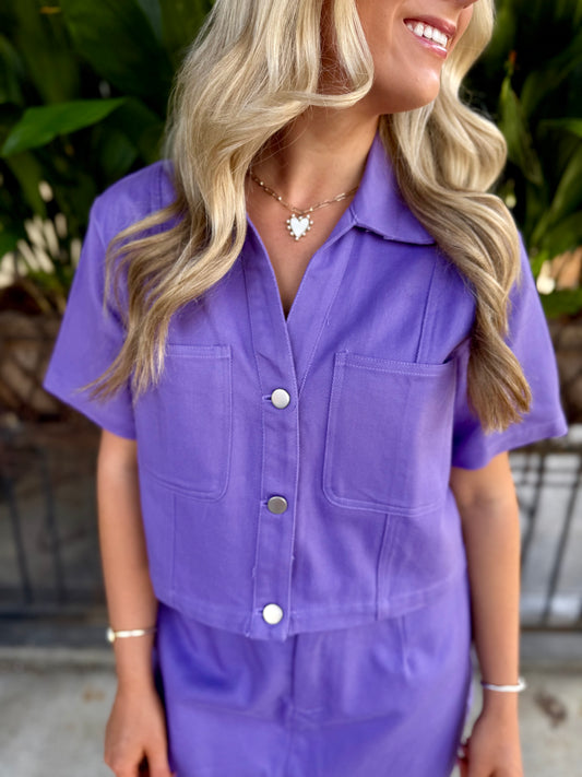 Mulkey Boxy Top- Purple