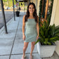 Alexa Contrast Stretch Denim Mini Dress- Mint