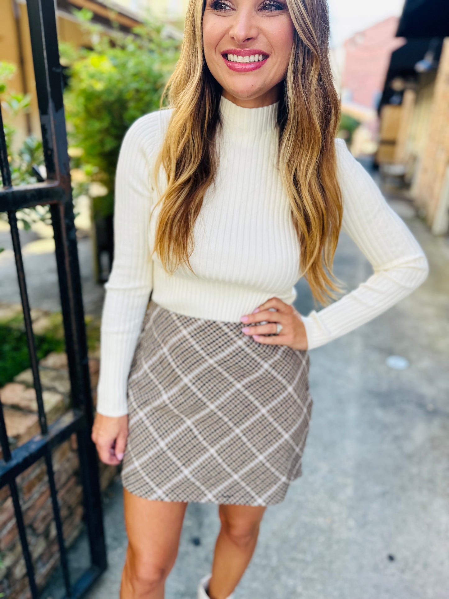 Gossip Girl Plaid Mini Skirt- Brown Multi