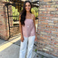 Polka Dot Strapless Top- Mocha