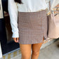 Houndstooth Plaid Mini Skort- Brown/Blue