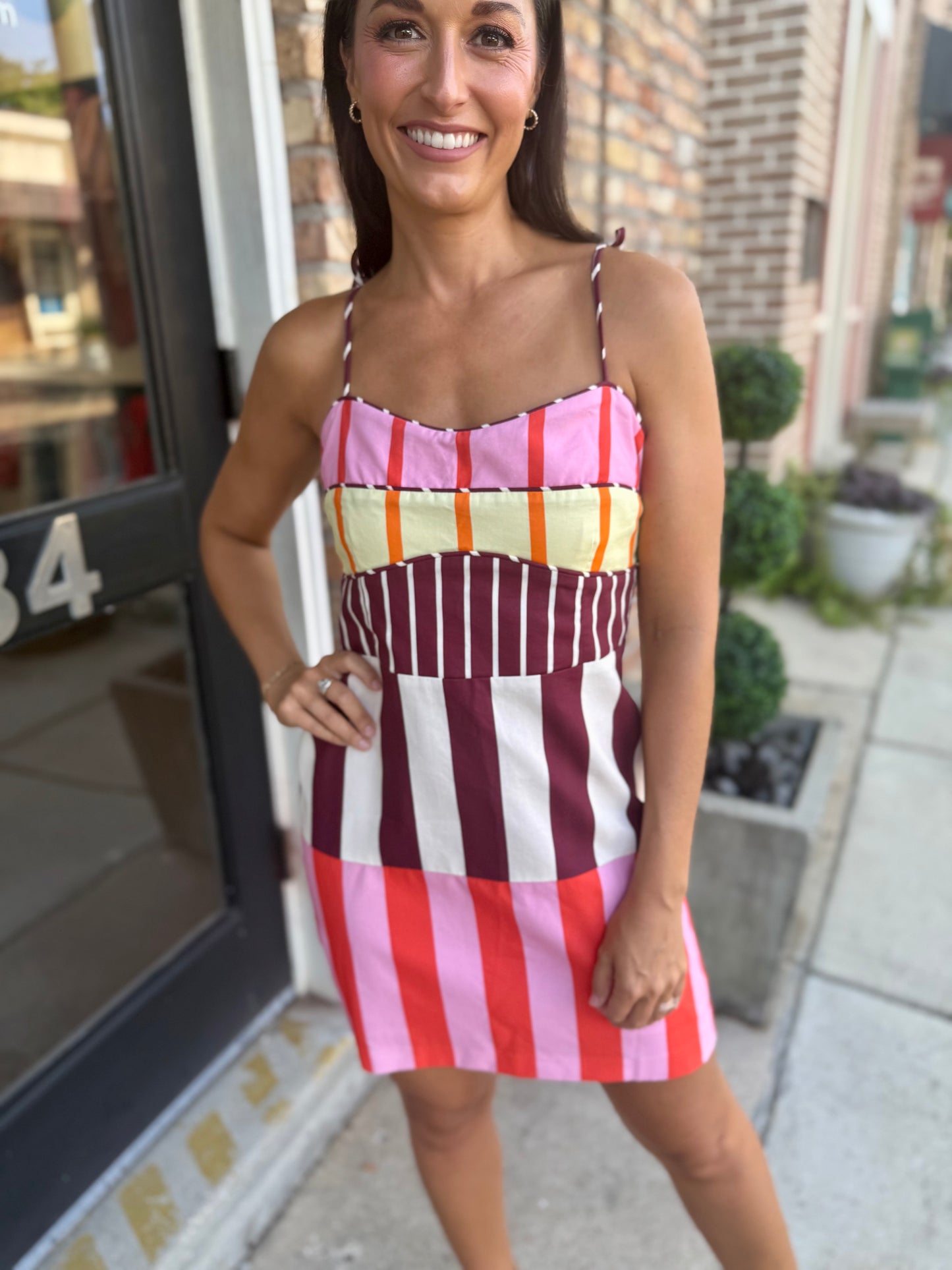 Hannan Stripe Mini Dress- Multi